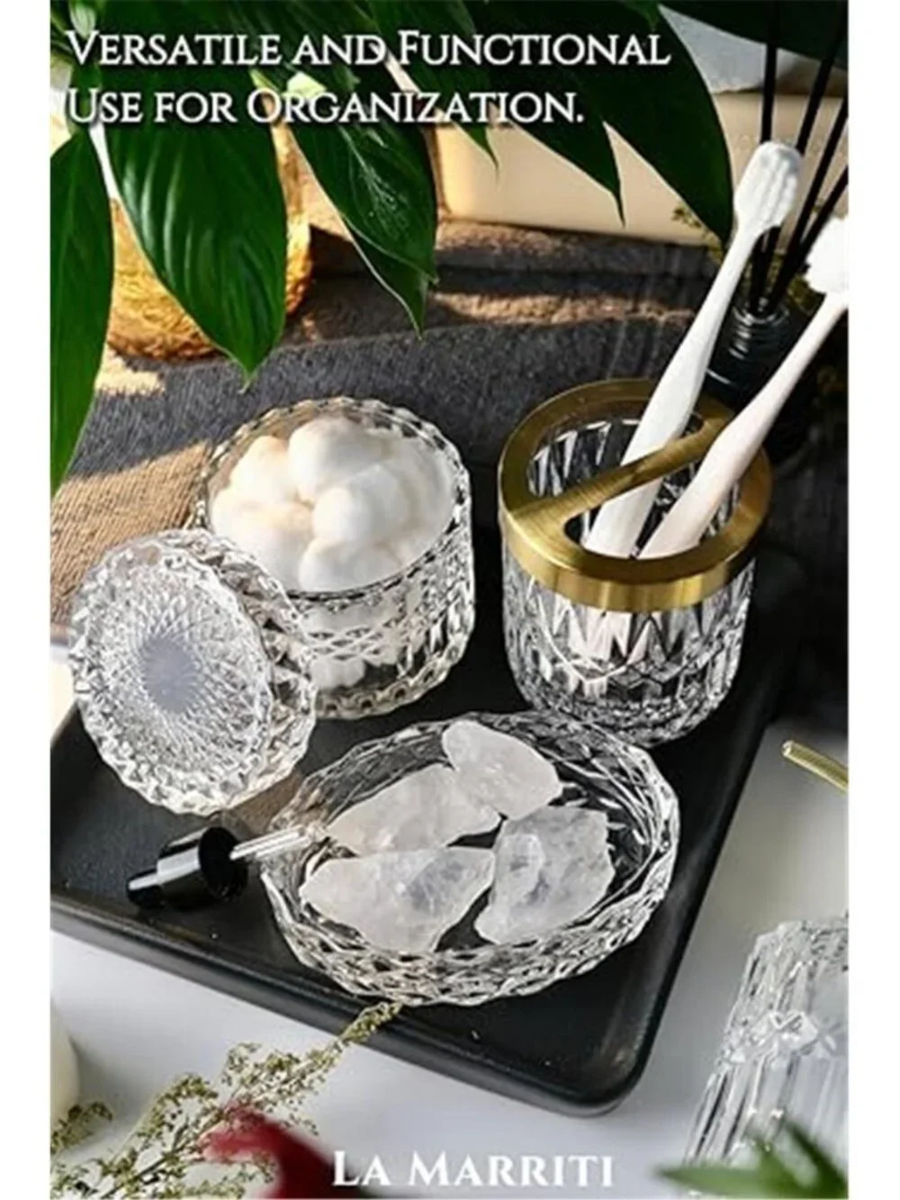 Clear Bathroom Accessories Set, 5pcs Crystal Glass Bathroom Set